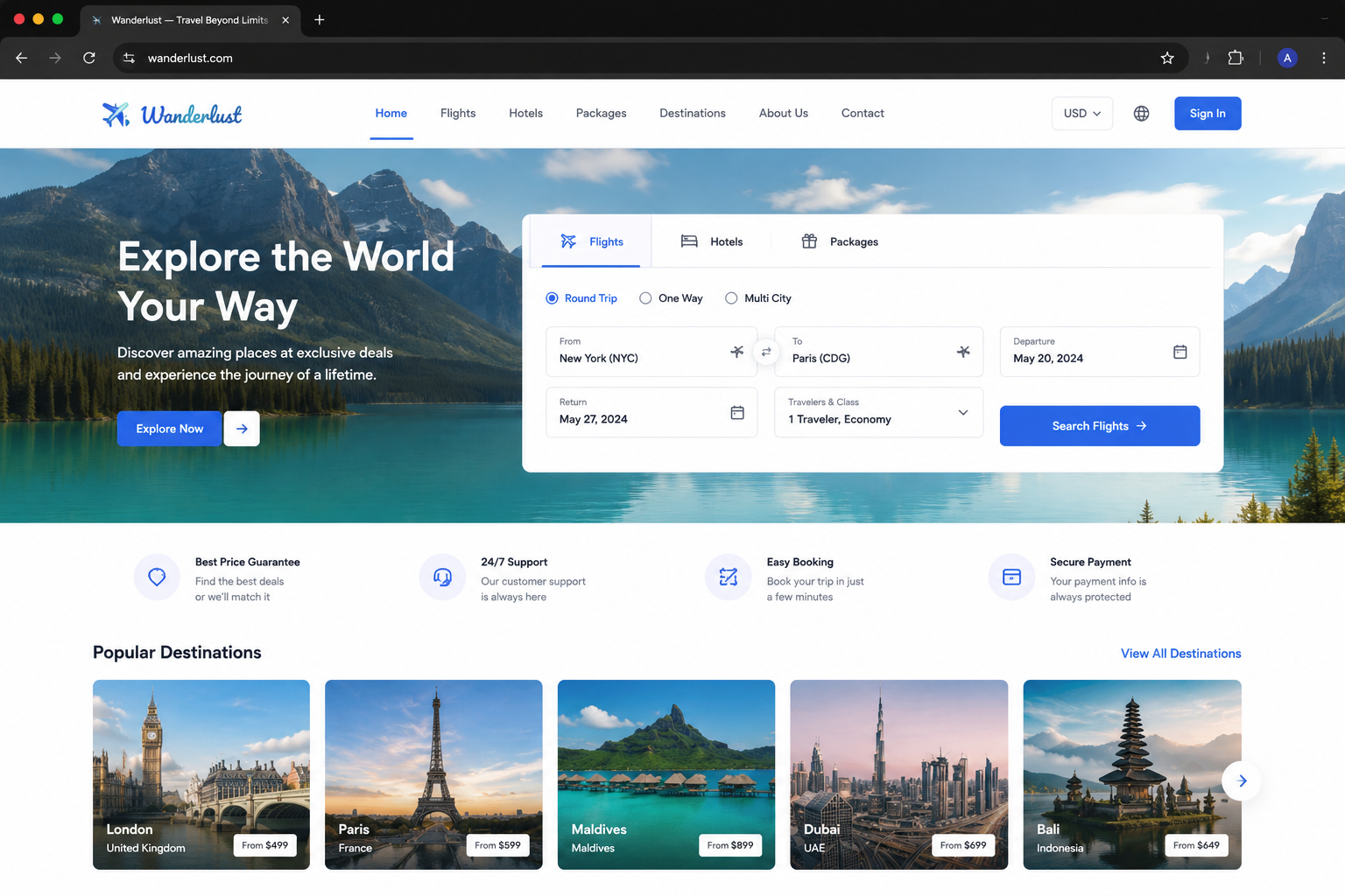 Responsive JavaScript and React interface work sample
